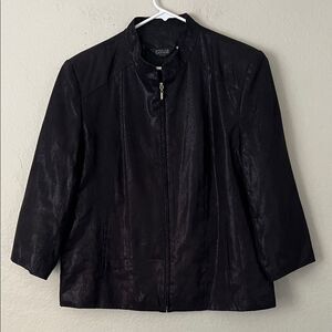 Gabriella Benelli Women's Black Sheen Zip Up Jacket in Size 42